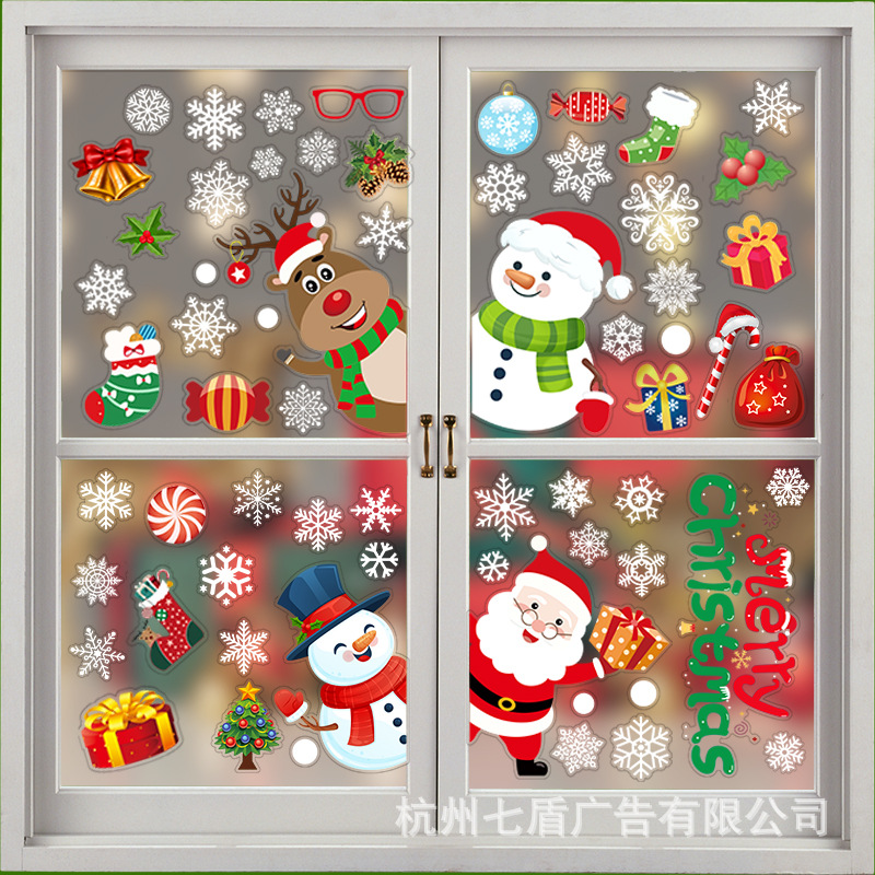 2023 New Santa Claus Decal Sticker Nine Color Double Sided Static Electricity Window Christmas Day Decorative Supplies Sticker_voghion.com
