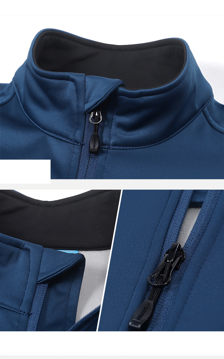 Vêtements pour hommes Vélo VTT Vêtements d'équitation trois couches de polaire composite mâle coupe-vent veste polaire chaude veste col montant_voghion.com