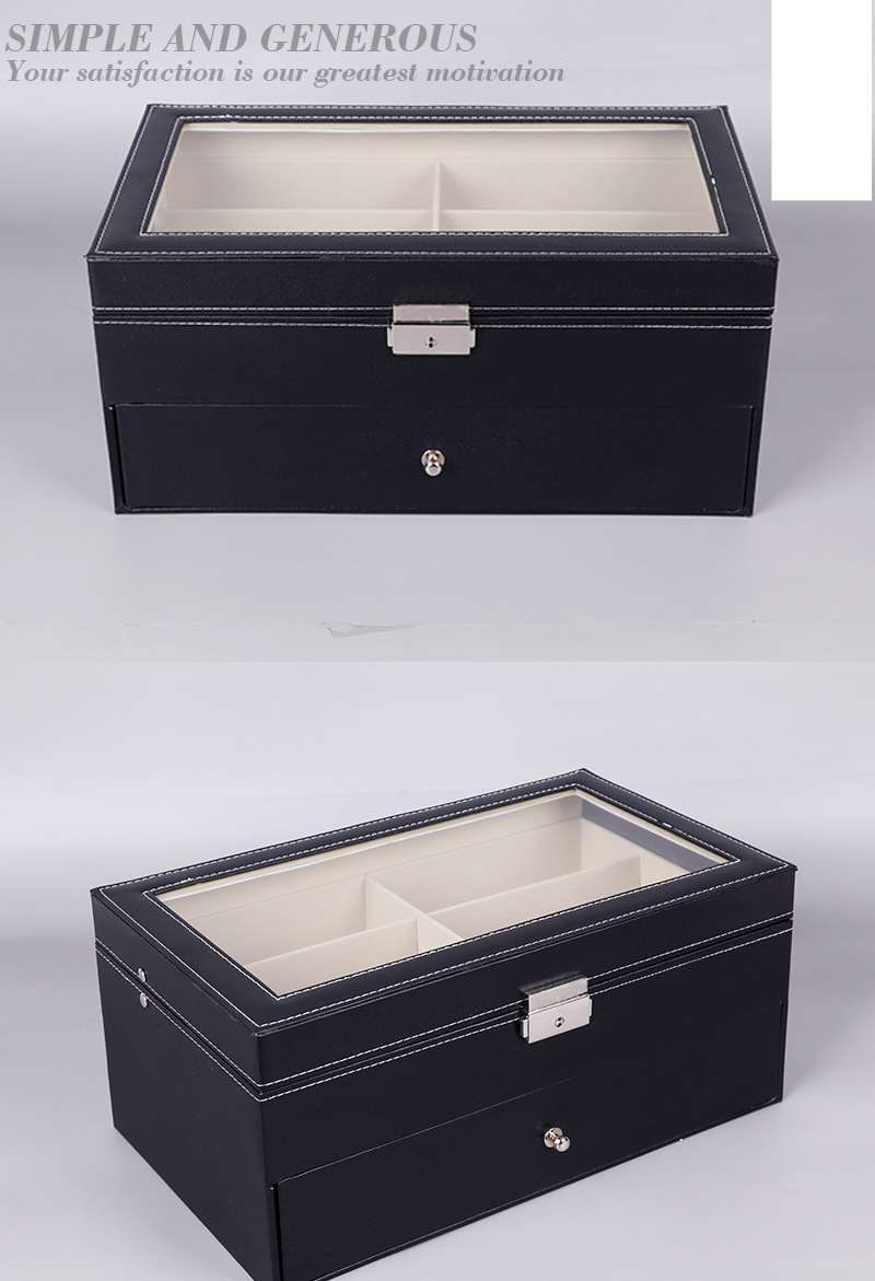 Caja de gafas de sol de cuero PU Unisex, 12 pares de gafas de doble capa, caja de embalaje de exhibición para almacenamiento de gafas de sol_voghion.com