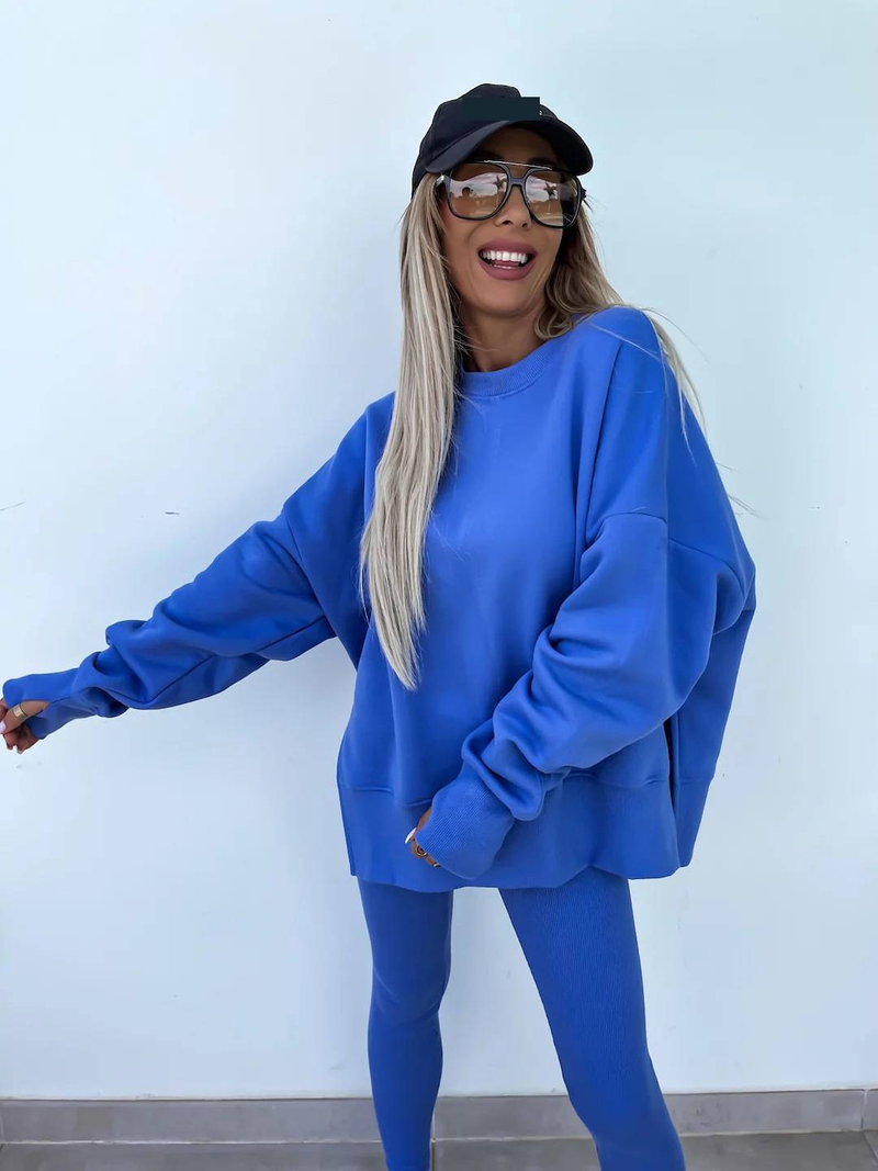 Abbigliamento da donna Autunno e inverno Tinta unita Maglione a maniche lunghe Giacca casual Tuta sportiva_voghion.com