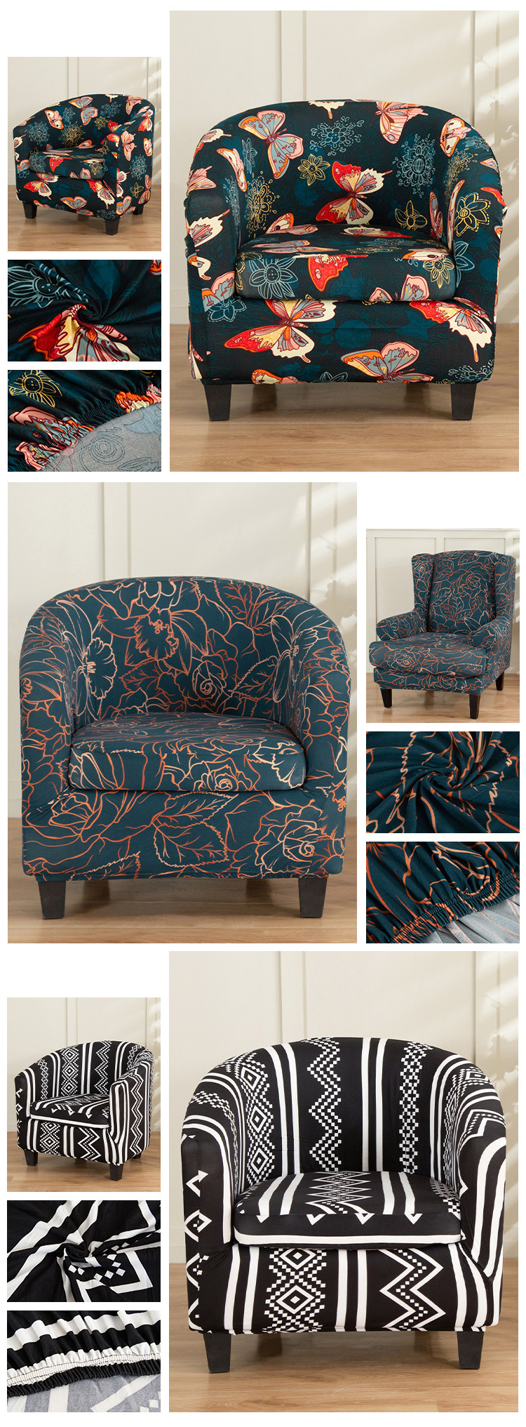 Copridivano singolo per poltrona club, fodera protettiva all-inclusive, copridivano per poltrona da vasca semicircolare_voghion.com