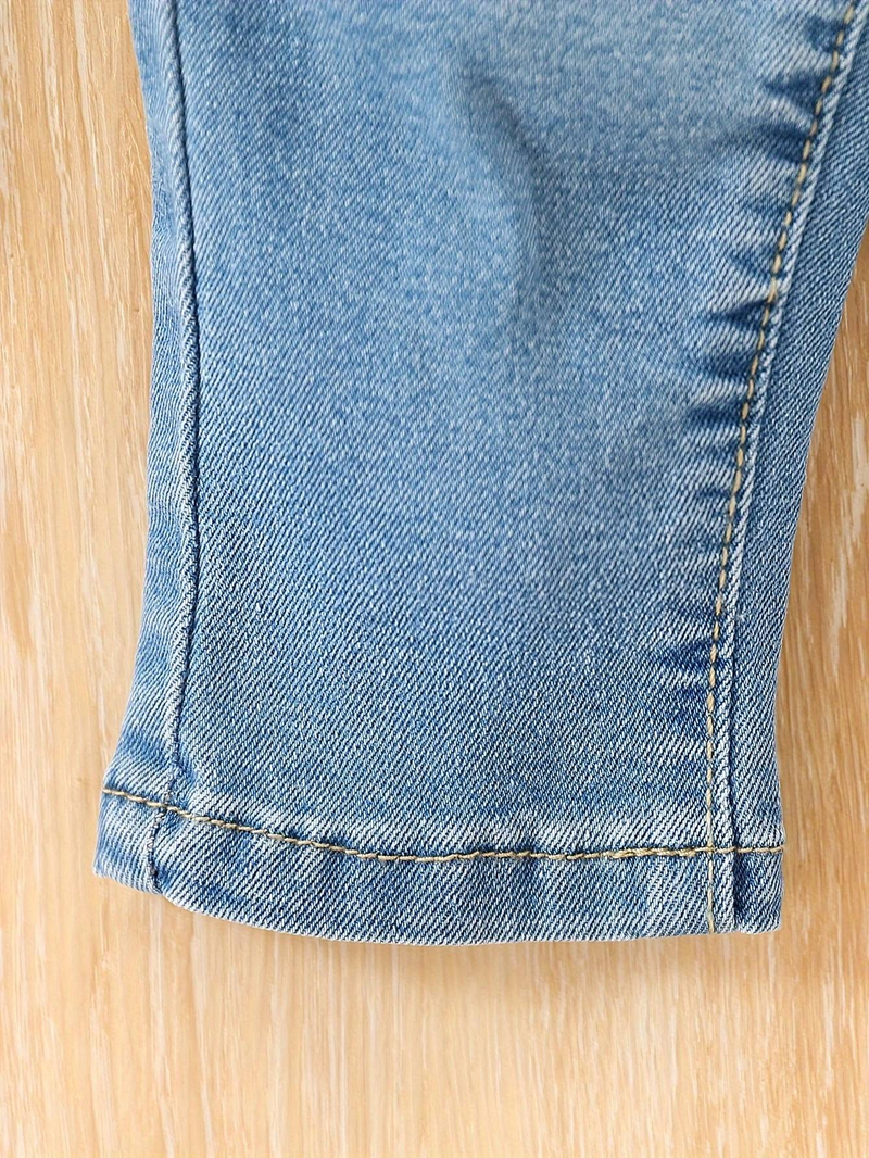 Boys 4-piece Light Blue, Medium Blue, Gray, Coffee Color Simple Casual Fashion All-match College Style Elastic Waist Elastic Fabric Fitted Washed Denim Trousers Suit_voghion.com