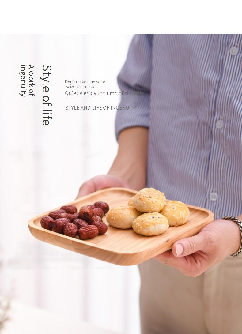 Tablett aus Gummibaumholz – Mehrzweck-Servierplatte für Obst, Grillabende und Hotelessen (natürliches Holzgeschirr, umweltfreundliches Geschirr)_voghion.com