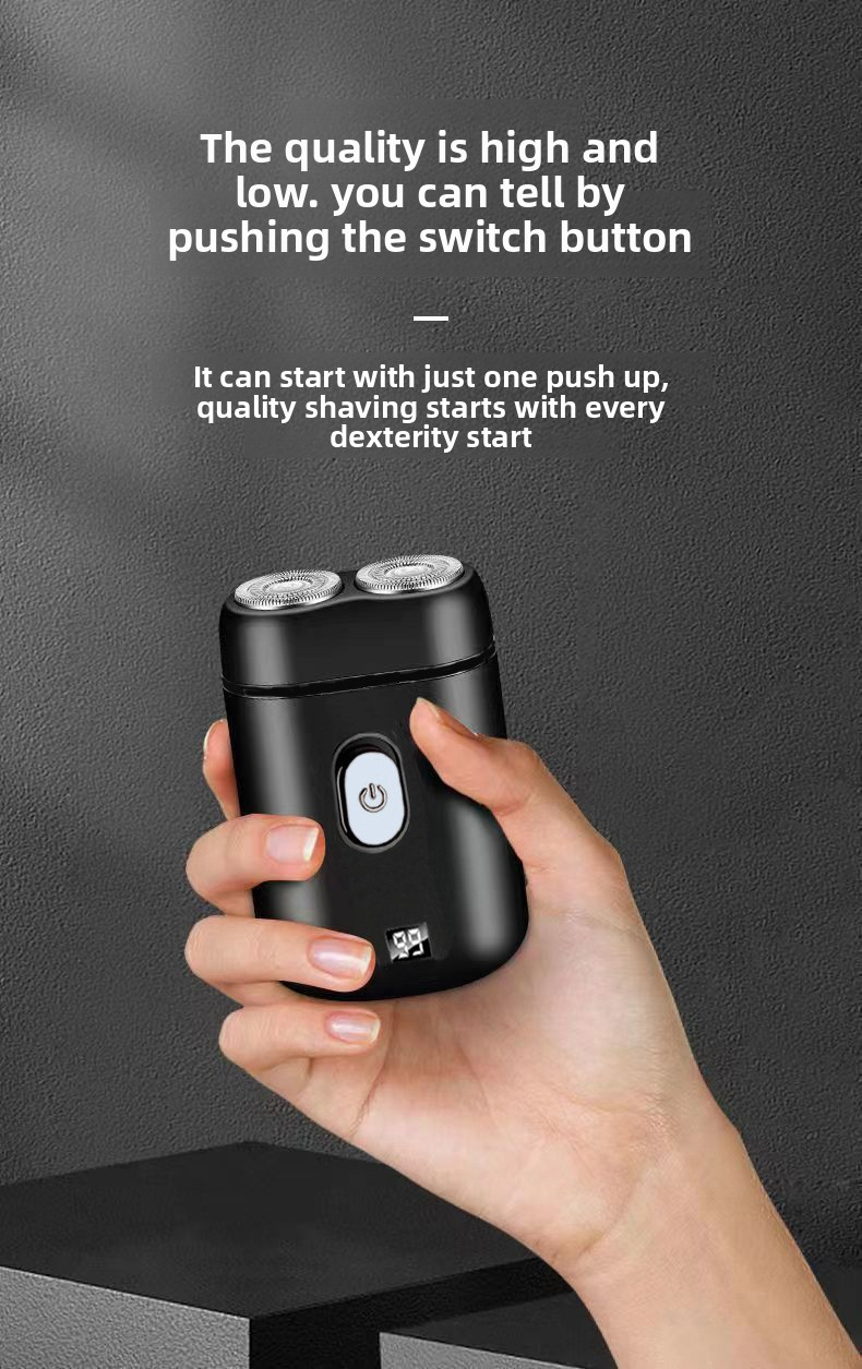 Stormwind Smart LED Elektrorasierer – Doppelter schwebender Rasierkopf, über USB wiederaufladbar, 60 Min. Laufzeit, wasserdichter Trimmer für Männer (Schwarz, Reisegröße)_voghion.com