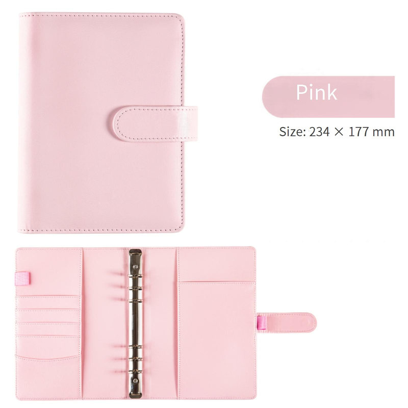 A5 Pastel PU Leather Binder Notebook – Refillable Planner With Zipper Pocket, Card Slots & Cash Holder – Premium Lined Journal For Work_voghion.com