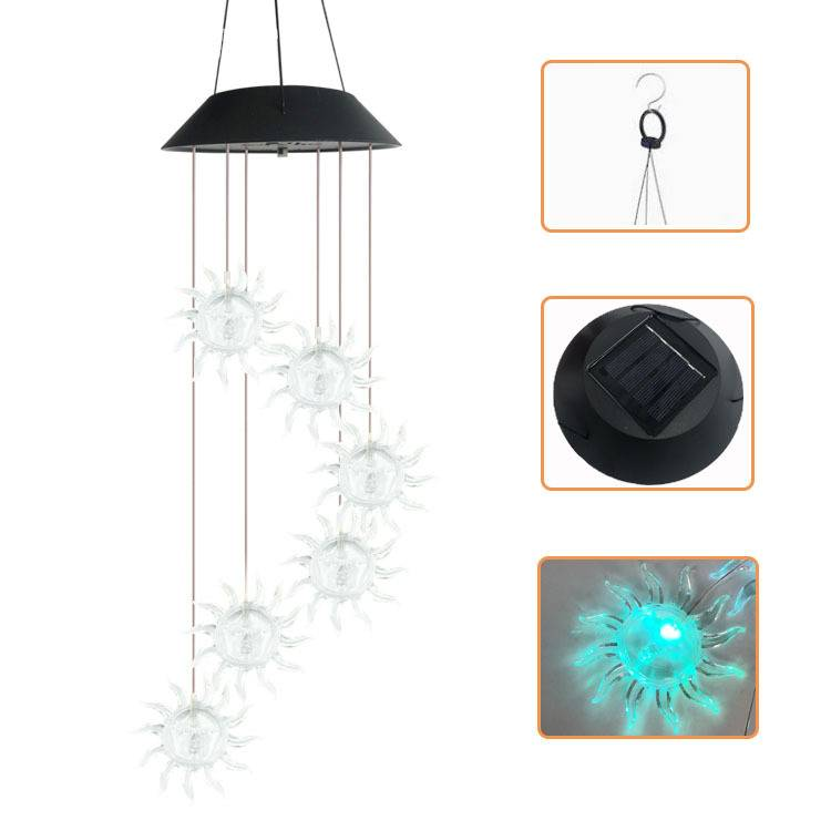 Solar-Powered LED Wind Chime Light – Moon & Star Outdoor Decor For Garden, Patio (Waterproof 6-12H Lighting, Multiple Colors & Styles)_voghion.com