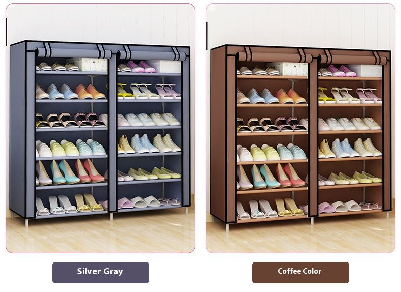 Schuhschrank aus Metall – Modulares, staubdichtes Schuhregal mit modernem Design, erweiterbarer doppelschichtiger Organizer für Eingangsbereich und Schrank_voghion.com