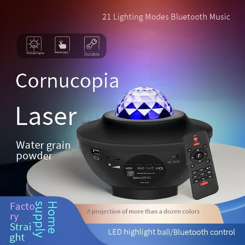 Aurora Projector Night Light With Bluetooth Music, Water Wave LED Starry Sky Lamp For Bedroom, Mood Lighting, Romantic Decor, Gift Idea_voghion.com