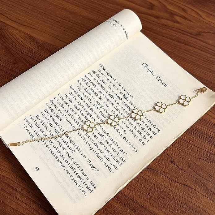 Four Leafs Clover Chain Bracelet,heart Chain Bracelet,18K Gold Plated Bracelet For Women,Jewelry Gifts For Women_voghion.com