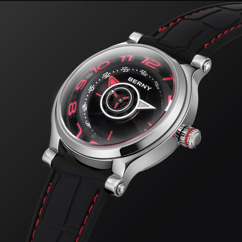 Relojes automáticos BERNY para hombre, de moda, resistentes al agua hasta 5 ATM, correa de silicona, reloj mecánico con fecha, reloj de pulsera de zafiro superluminoso y fácil de leer._voghion.com