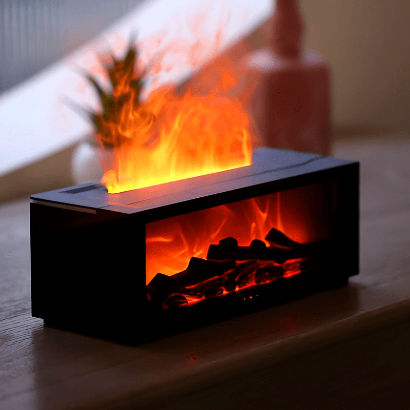 Flame Fireplace Diffuser/Simulated Flame Aromatherapy Dispenser With Long-Lasting Fragrance/Home Heater With Colorful Lights And Timer Function_voghion.com