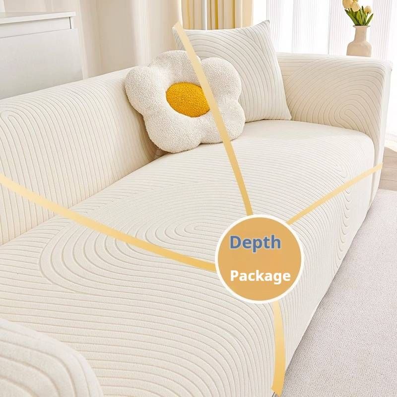 Sofabezug-Set aus Fleece mit Wellenmuster – Komplett elastischer Bezug mit Kissenbezügen, rutschfest und katzensicher für Ecksofas_voghion.com