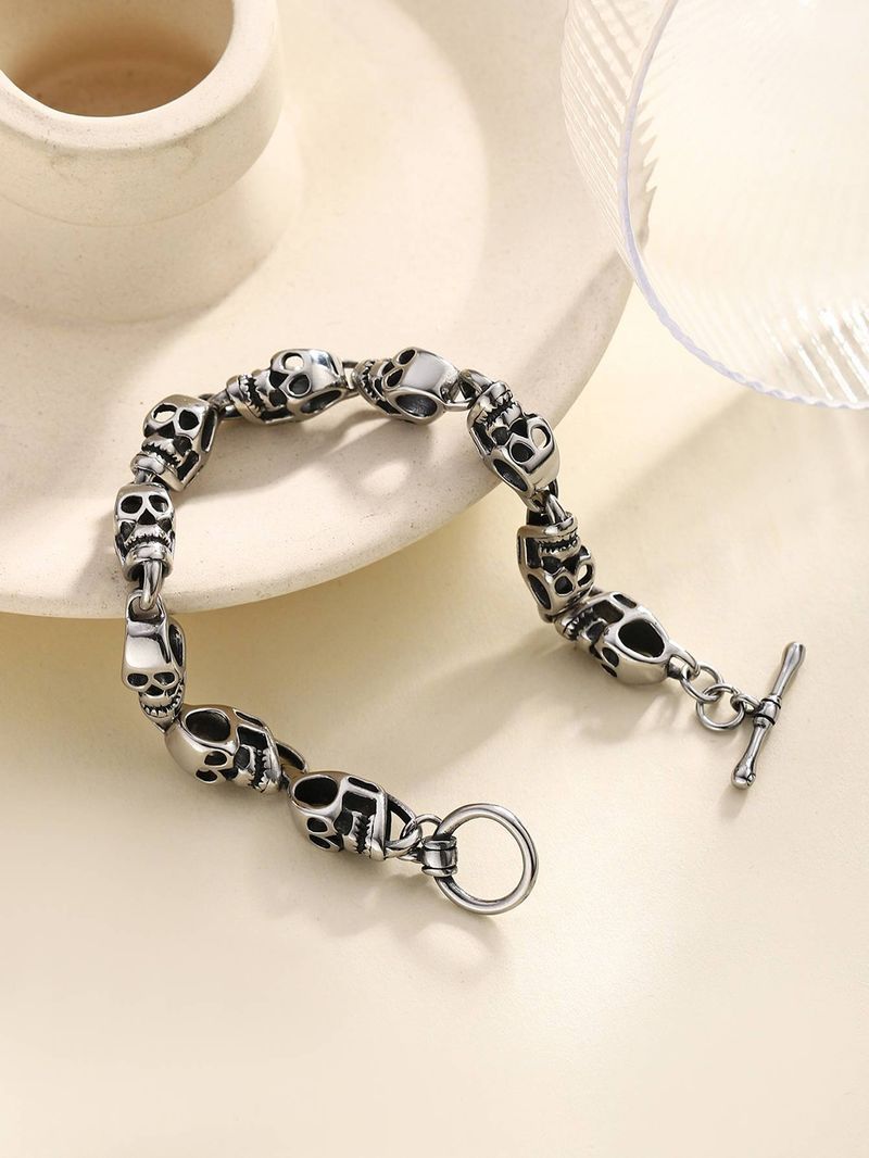 Style rétro européen et américain, style punk gothique, acier titane, tête de mort, style python, pour homme_voghion.com