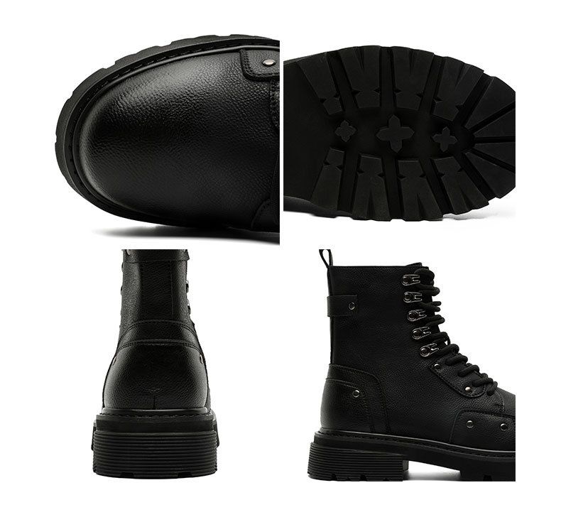 Kurze, wasserdichte Retro-Martin-Stiefel mit dicker Sohle und quadratischem Kopf zum Schnüren_voghion.com