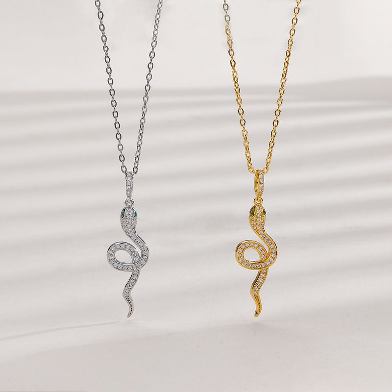 Collana in argento Guftm da donna alla moda 2025 con ciondolo a forma di serpente lucido, zircone da donna per bloccare la catena_voghion.com