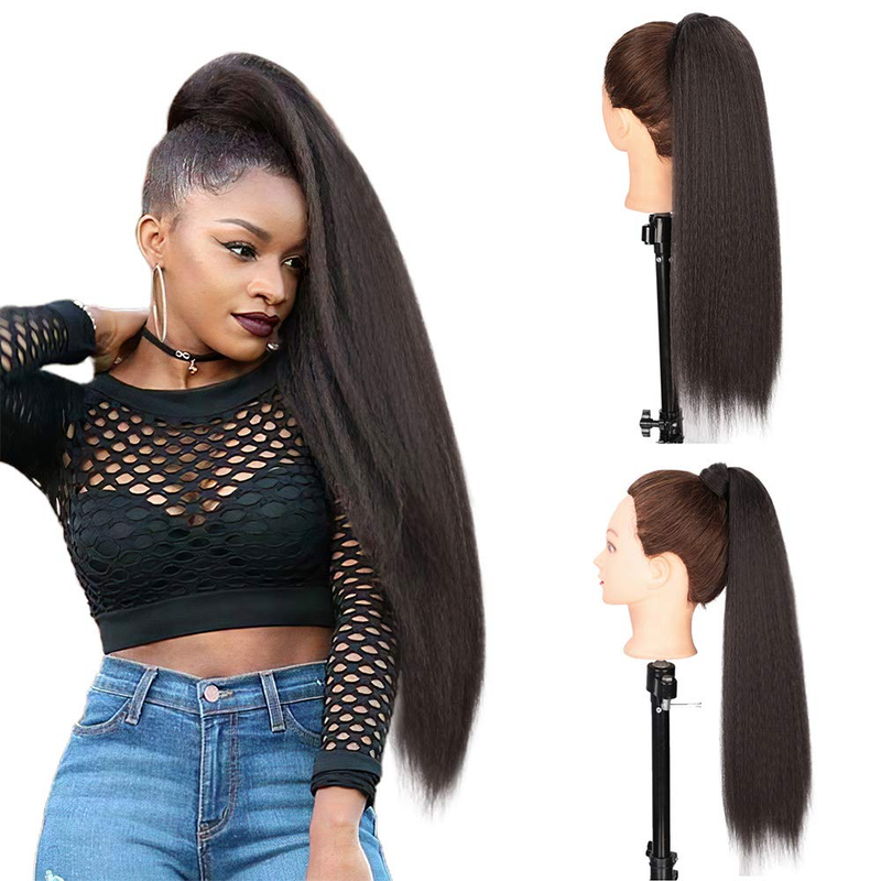 Shake And Go Long Wrap Around Yaki Ponytails Synthetic Kinky Straight Wave Clip Synthetic Ponytail Hair Extension_voghion.com
