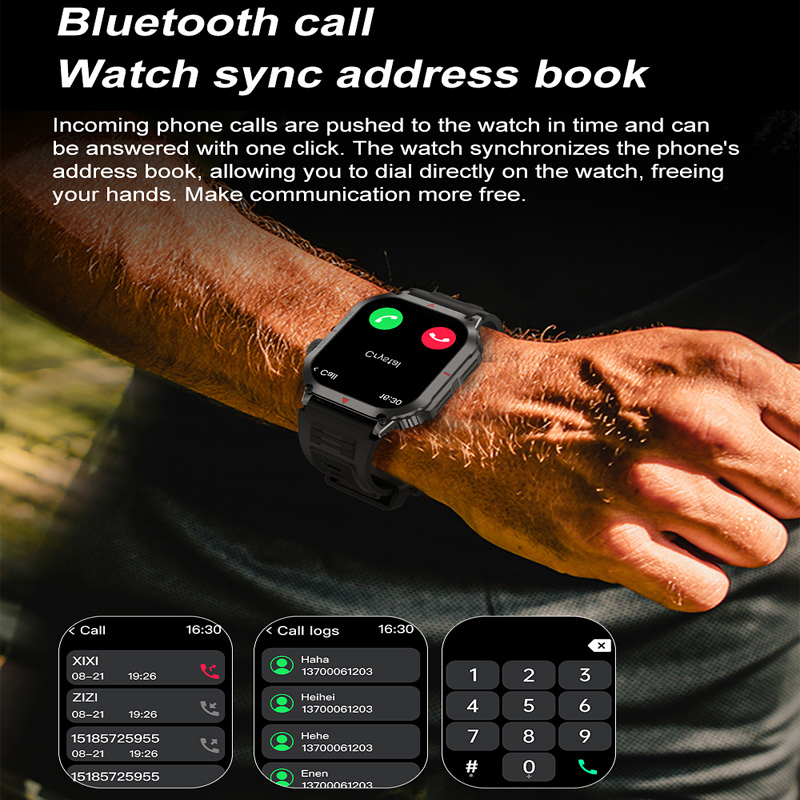 DK66 Smart Watch 1,95 inch Smartwatch Fitness Hardloophorloge Bluetooth Temperatuurbewaking Stappenteller Gespreksherinnering Compatibel met Android iOS_voghion.com