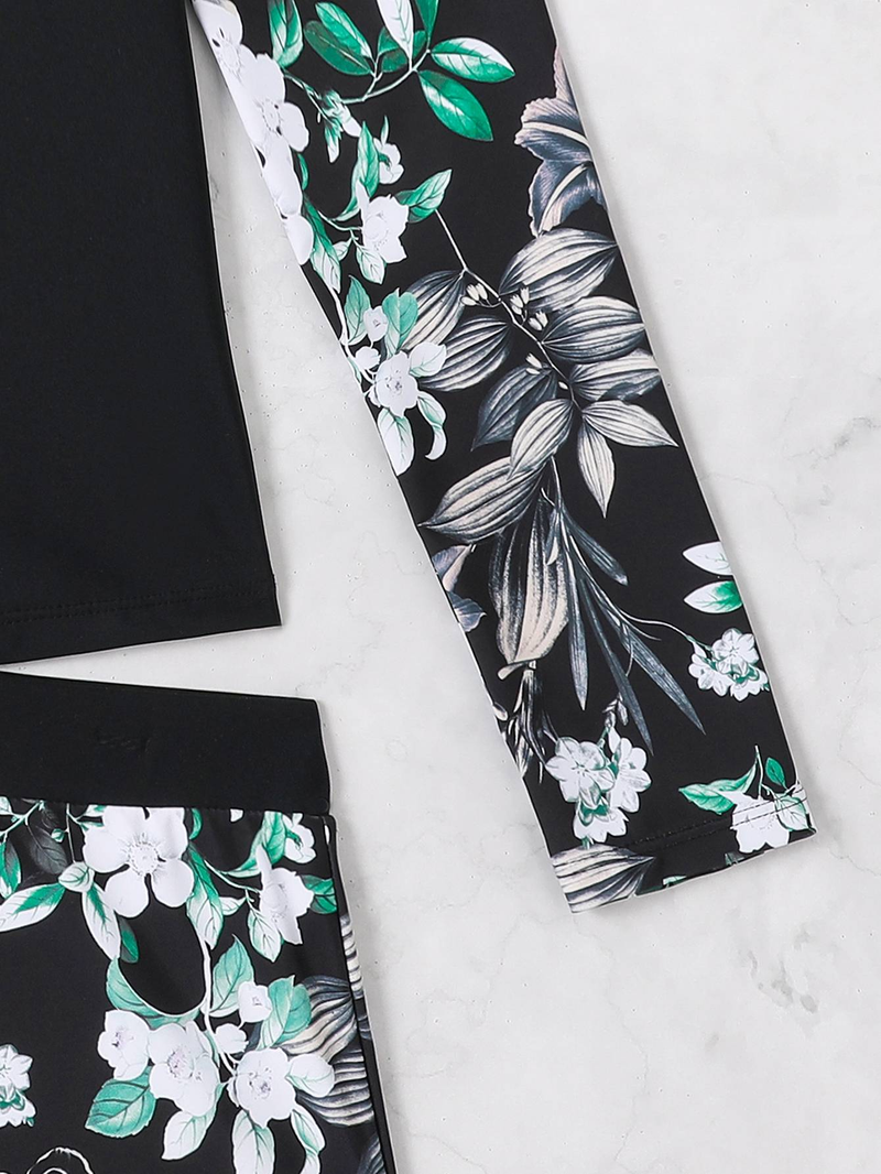 Langärmliges Oberteil für Damen, Hose mit flachen Ecken, Wettkampf-Badeanzug, Strandtauchen und Surfen, konservativer Sonnenschutz-Badeanzug_voghion.com