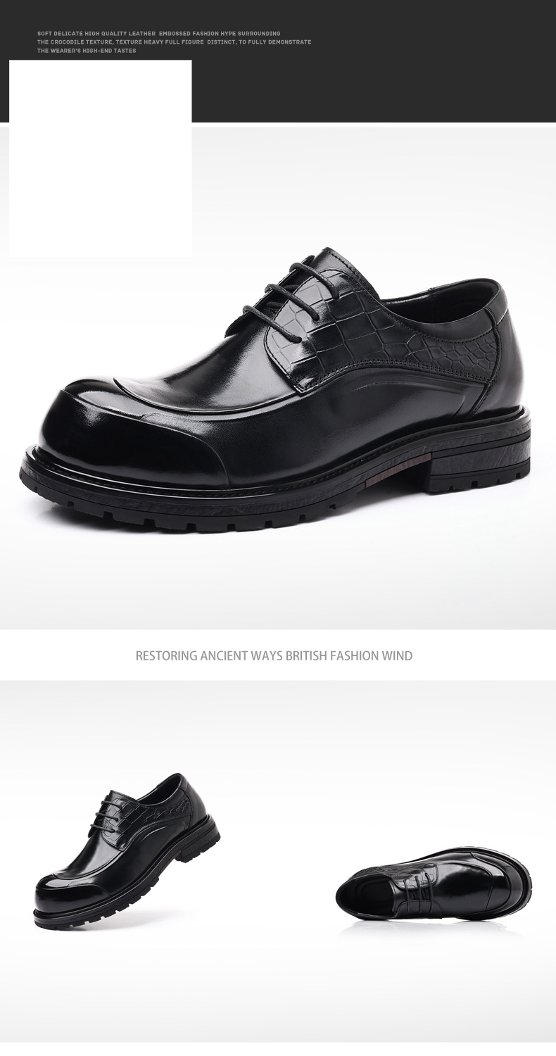 Frühling neue Business-Kleid Schuhe Herren Leder Casual Herrenschuhe großen Kopf dicke Sohle echtes Rindsleder Pendlerschuhe_voghion.com