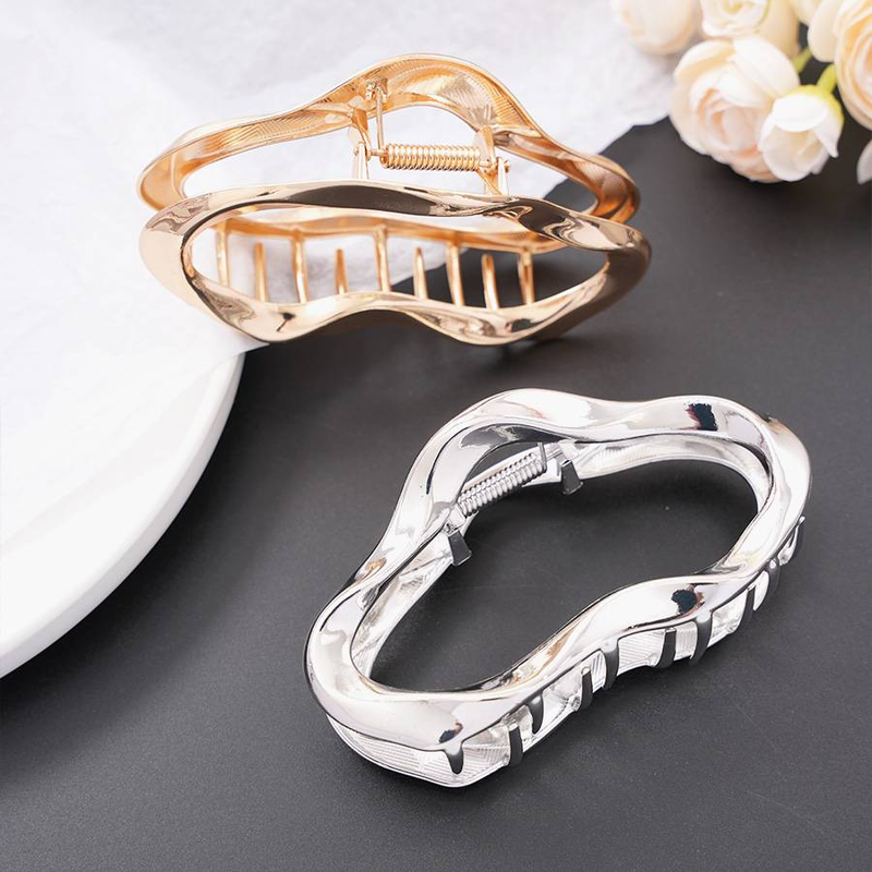 Agrafă de păr metalică mare, 11 cm, în formă de nor, cu aspect de apă_voghion.com