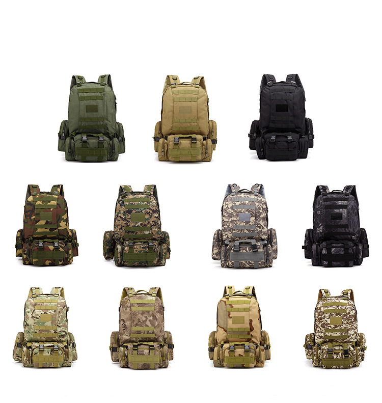 Zaino combinato impermeabile da uomo, per alpinismo all'aperto, campeggio, viaggio, grande capacità, zaino tattico mimetico a doppia spalla_voghion.com
