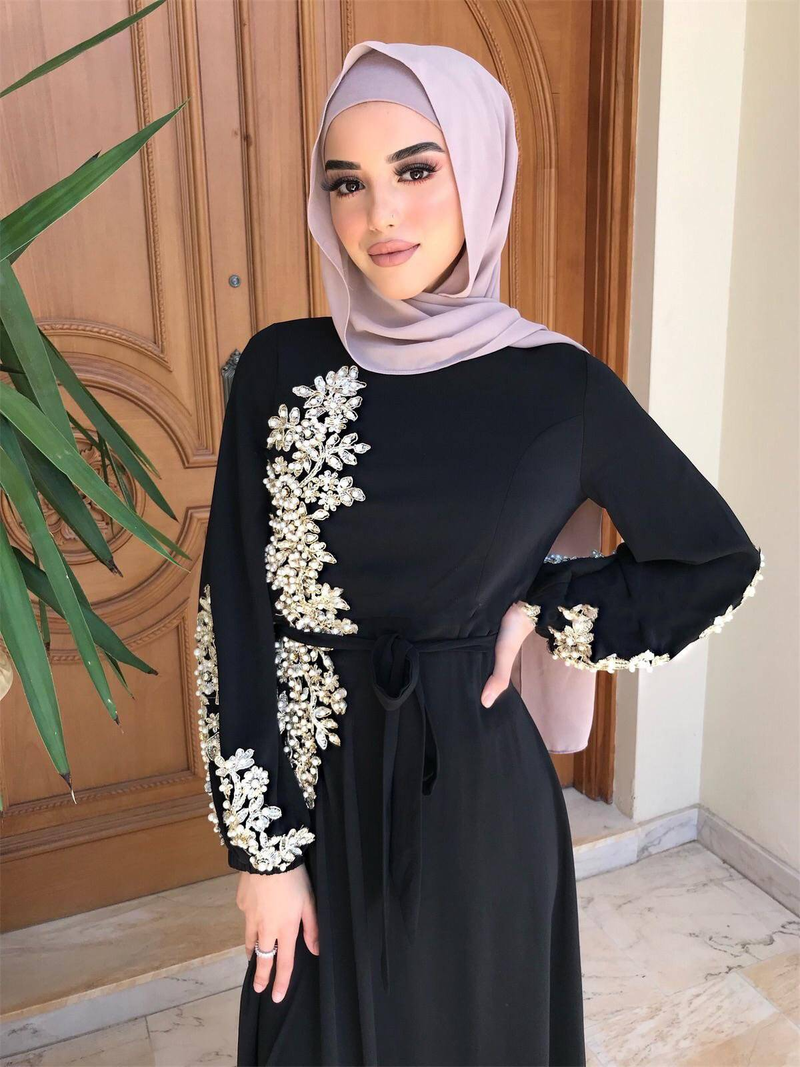 Women's Clothing New Middle Eastern Muslim Robe Dress, Large Size Long Sleeved Hui Prayer Dress, Dubai Robe Women's Clothing_voghion.com