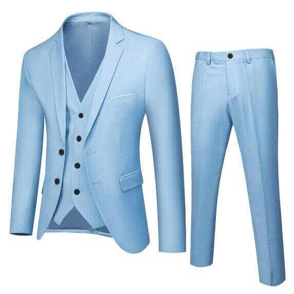 Herre tredelt forretningsdress - Profesjonell formell bryllupsdress for brudgom og forlover - Sommer slim fit_voghion.com