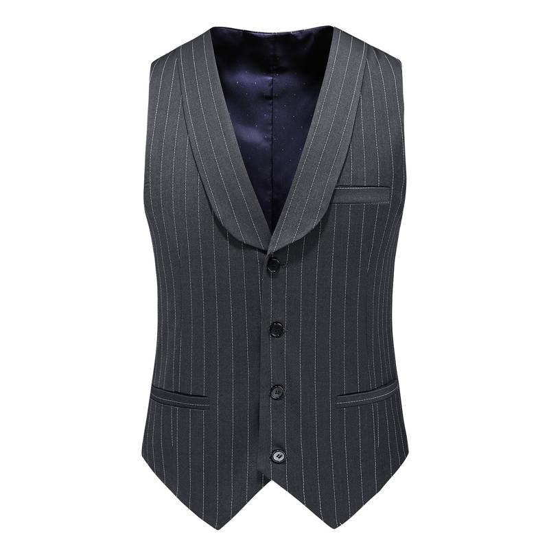 Men's Casual European And American Business Gentleman Striped Suit, Groom, Best Man, Host Three-piece Suit + Waistcoat + Long Pants_voghion.com