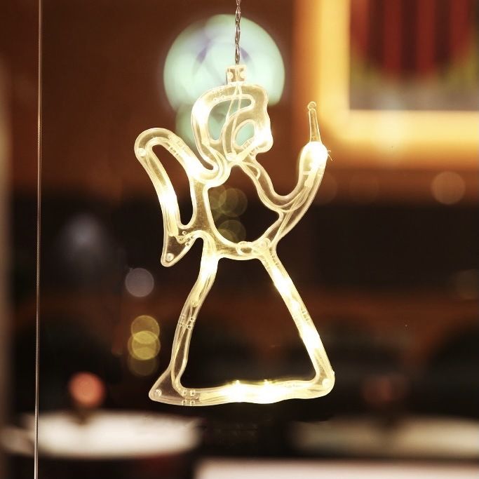 Luces LED navideñas con ventosa: estrella, campana y muñeco de nieve para ventana, dormitorio y cortina. Funcionan a pilas._voghion.com