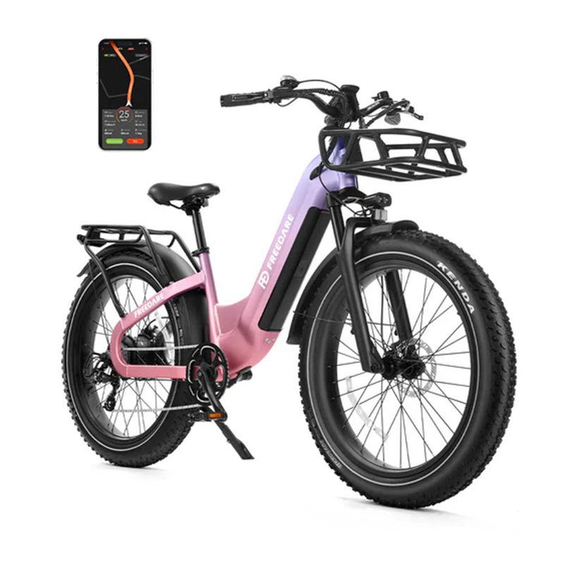 Bicicleta elétrica FREEDARE Eden para adultos com cesta frontal e controle por aplicativo GPS inteligente, bateria de 48 V e 20 Ah, sensor de torque_voghion.com