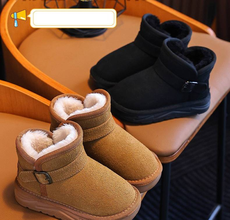 Zimowe buty śnieżne dla dzieci – ocieplane, wodoodporne, z podszewką z polaru, dla chłopców i dziewcząt, antypoślizgowe, ciepłe buty dla maluchów (brązowo-czarno-szare, rozmiary 26-37)_voghion.com