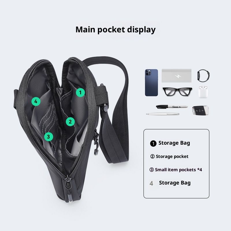 Borsa a tracolla leggera e minimalista da uomo - Tessuto Oxford resistente, borsa a tracolla casual urbana per gli oggetti essenziali di tutti i giorni, piccola borsa a tracolla, marsupio_voghion.com