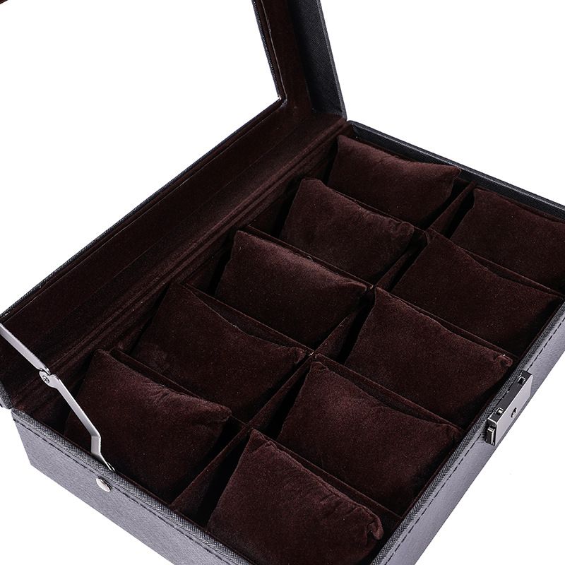Watch Box 5-bit Premium PU Leather Plush Lock 10-bit Watch Box_voghion.com