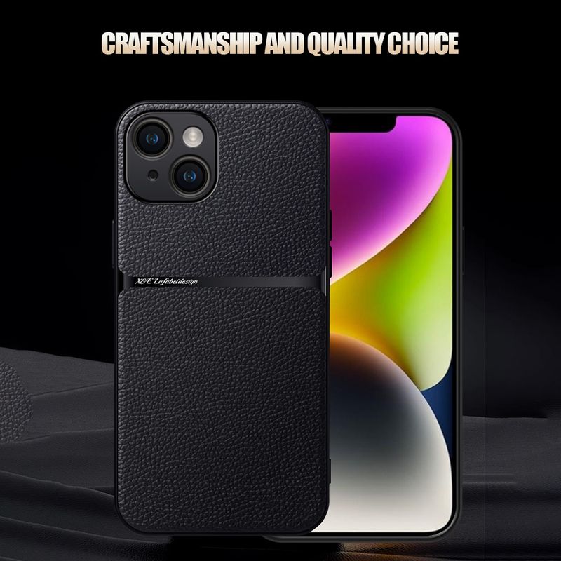 Leather Texture Magnetic Car Stand Holder Phone Case For Iphone 11 16 Pro Max 12 13 14 15 13Pro Cases Lens Protector_voghion.com