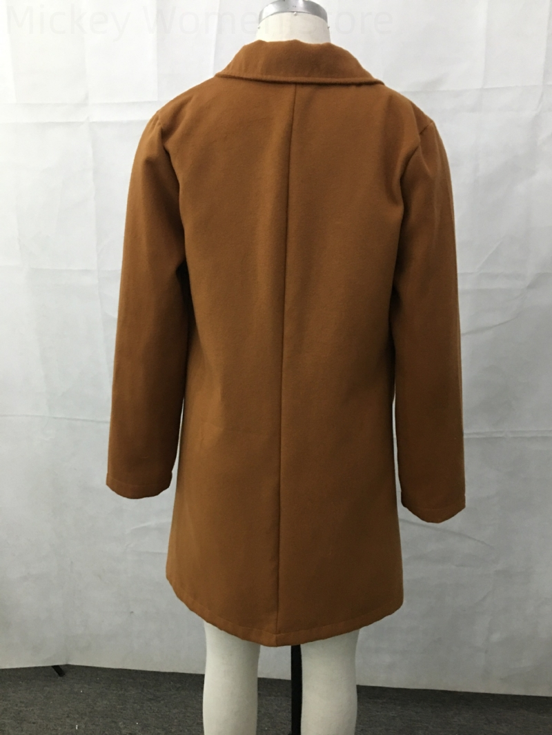 Palton de toamnă și iarnă pentru femei, lungime medie, cu un singur nasture, culoare solidă, guler răsucit, elegant, plus mărime 4XL, casual, cald_voghion.com