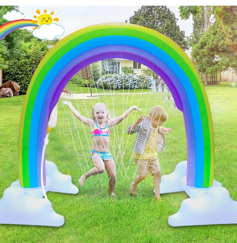 Aufblasbarer Regenbogenbogen-Sprinkler – Sommer-Wasserspielzeug für Kinder, Spaß auf Rasen und im Garten_voghion.com