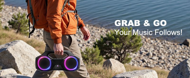 Bluetooth-Lautsprecher, 80 W, laut mit Bass, 20 Stunden Spielzeit, IPX7 wasserdicht, RGB-Lichter, TWS, kabellose Lautsprecher, für draußen, zu Hause, für Partys, am Pool, am Strand, beim Tailgating, im Fitnessstudio, als Geschenk_voghion.com