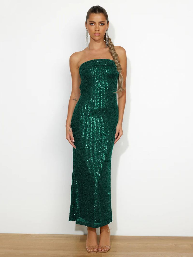 Rochie de seară pentru femei, vară, cu imprimeu tubulară, model nou, cu paiete, sexy, subțire, fustă lungă, fără spate_voghion.com