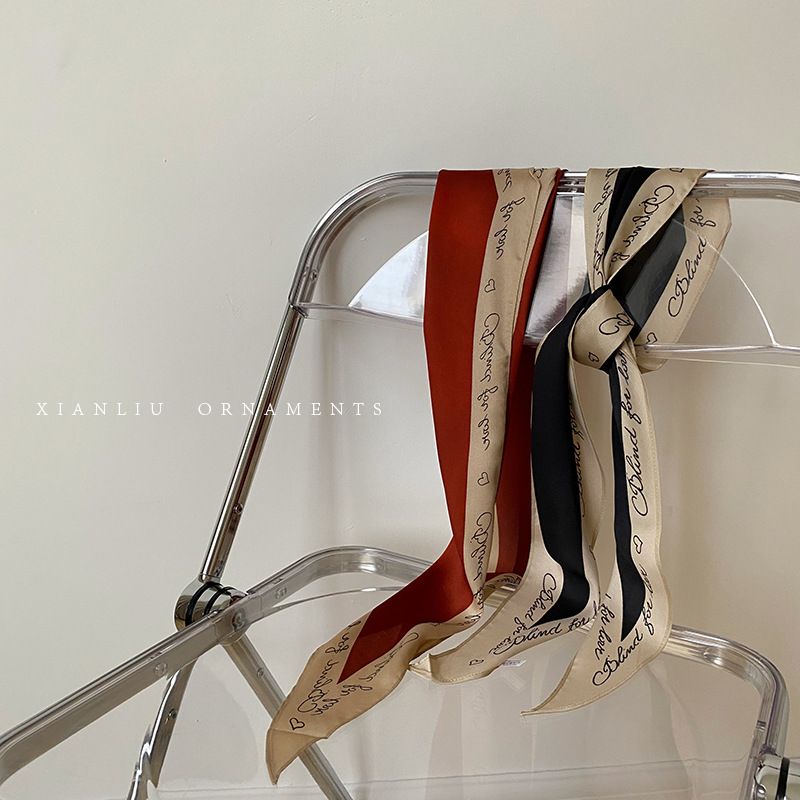 Automne Élégant Mode Coréenne Petite Écharpe Lettre Diamant Longue Écharpe Bandeau De Cheveux Écharpe Professionnelle Tout-Allumette Chapeaux Femmes_voghion.com