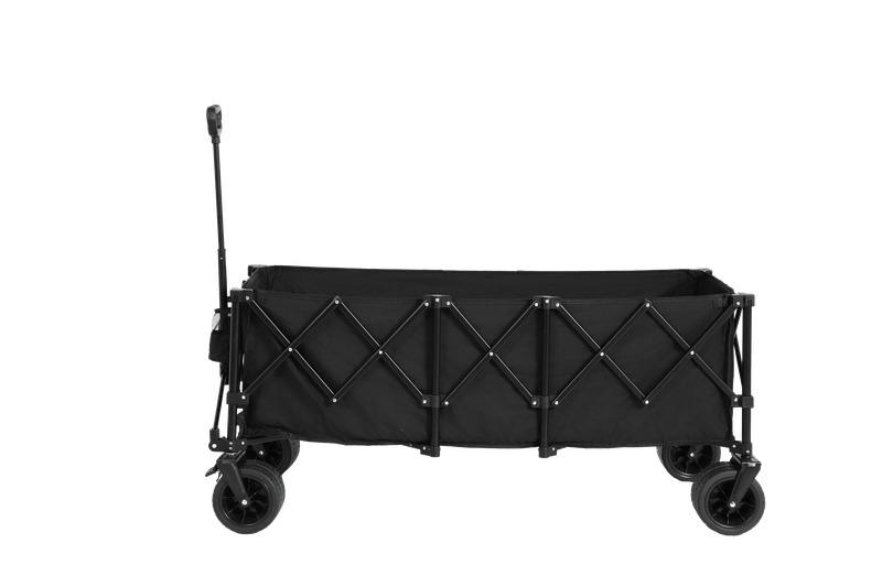 Chariot utilitaire pliable d'une capacité de 220 lb, chariot de jardin pliable robuste de 300 L, roues tout-terrain et porte-gobelets, noir_voghion.com