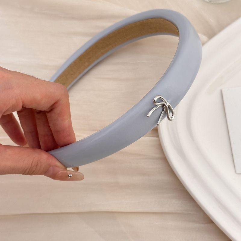 Neue Süße Schmale Sier Bogen Einfarbig Patent Leder Stirnband Mode Kopfschmuck Haar Zubehör_voghion.com