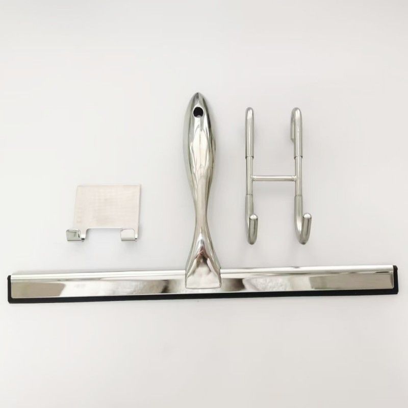 Universal Shower Scraper For Shower Doors, Bathrooms, Windows, And Car Glass - Stainless Steel, 10" (Long Handle), Silver_voghion.com