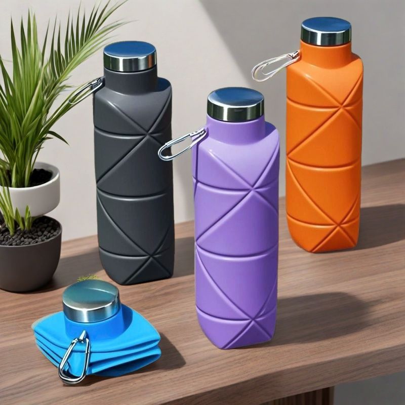 Silicone Foldable Water Storage Cup Food Grade Sports Outdoor Retractable With Lid Anti-scalding Travel Cycling_voghion.com