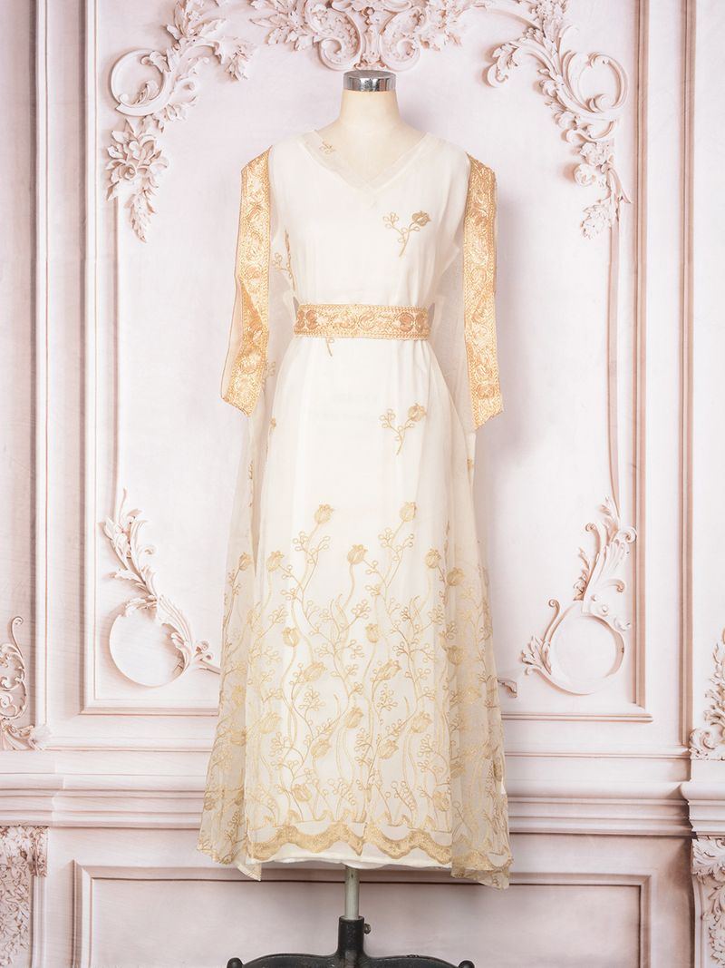 Mt113 Muslim Robe New Embroidered Mesh Large Swing Sleeveless Elegant Dress_voghion.com