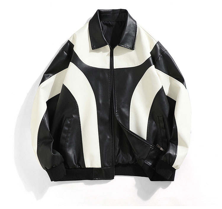 Abrigo de cuero para parejas, versátil, moderno, informal, edición coreana, Data Good 507-2-PY6801-P75_voghion.com