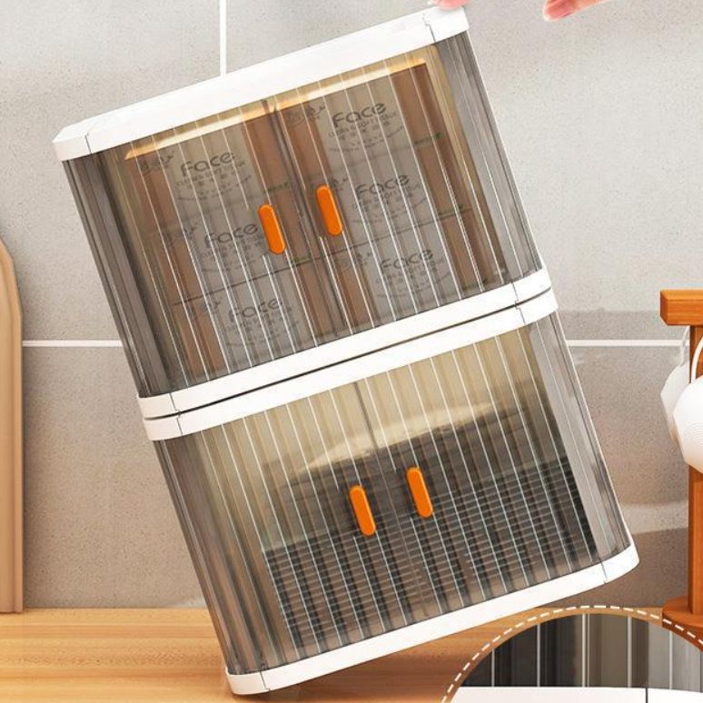 Mini Storage Cabinet With Door Desktop Dustproof Small Cabinet Stackable Cabinet Storage Box Cosmetic Storage Box_voghion.com