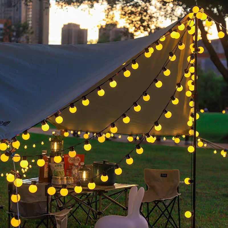 LED Bulb Outdoor Camping Canopy Solar String Wedding Night Market Stall Decoration Atmosphere Lights_voghion.com