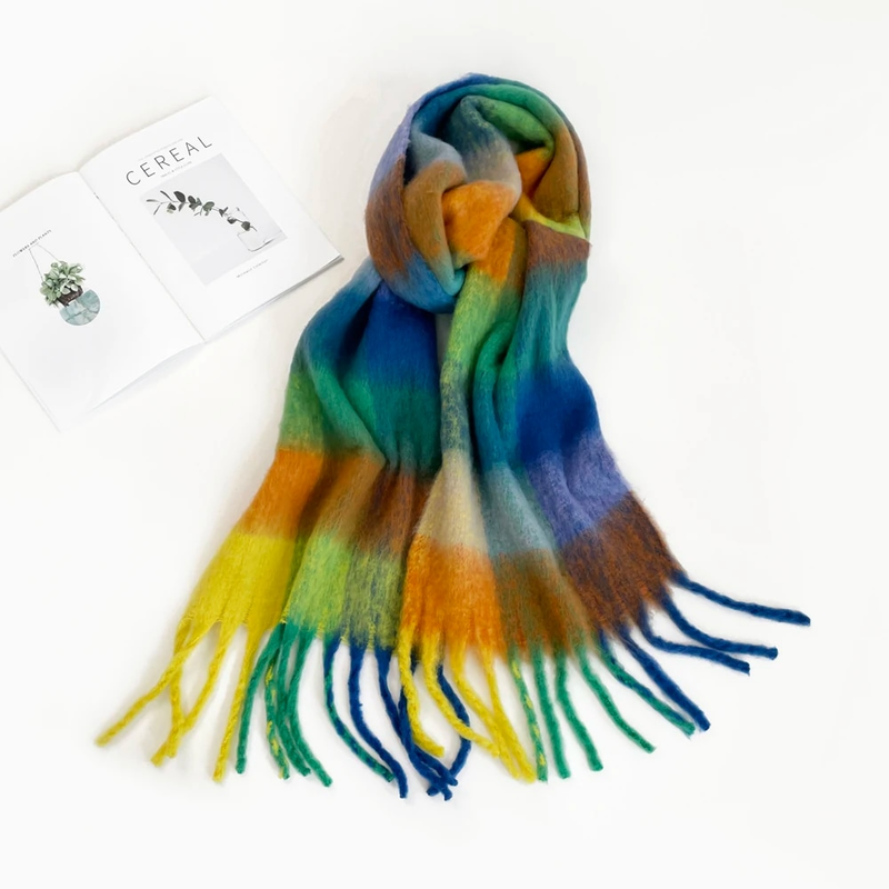 Cachecol de caxemira sintética feminino, moda feminina, xadrez colorido, estola, inverno, lenço para áreas externas, 210*40 cm_voghion.com