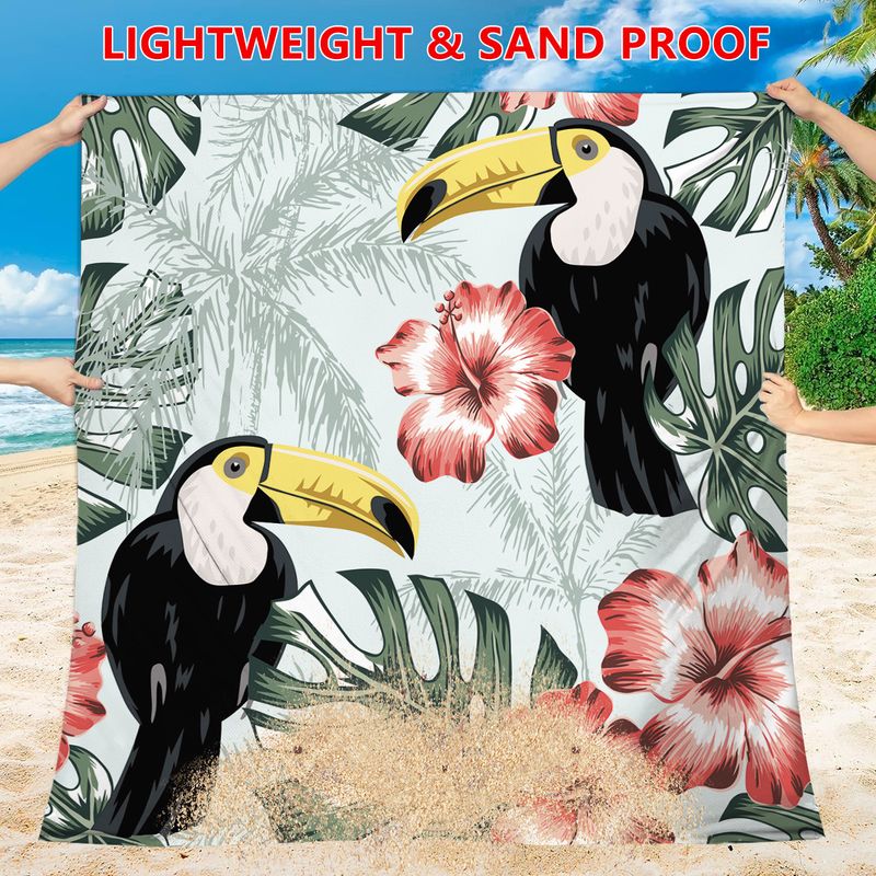 Strandmatte mit Langschnabelvogel-Aufdruck – wasserabweisend, schnelltrocknend und tragbar (200 x 150 cm, leicht, für Picknick und Reisen)_voghion.com