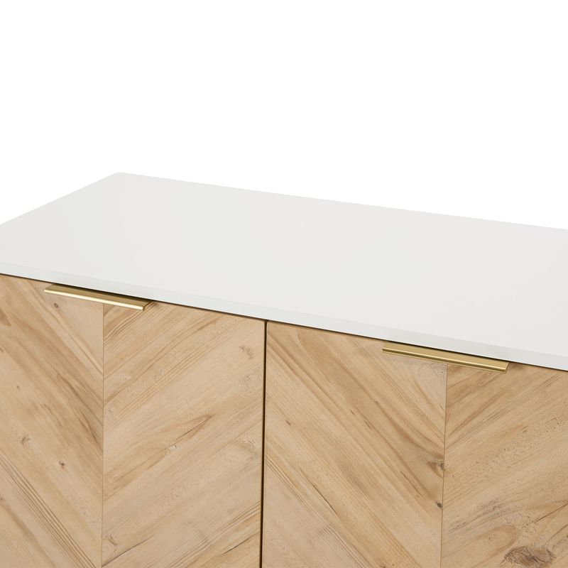 White And Gold Storage Cabinet With 2 Doors, Modern Buffet Sideboard Cabinet With Storage,Accent Cabinet For Living Room, Dining Room, Entryway_voghion.com